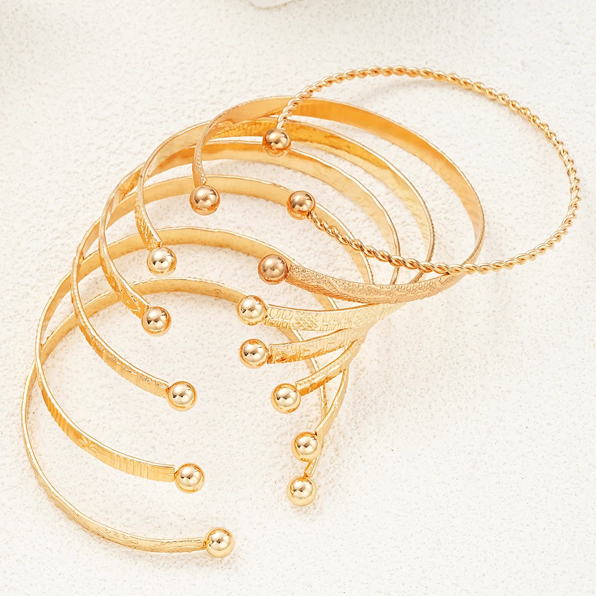 7-Piece Punk Gold Bracelets Set for