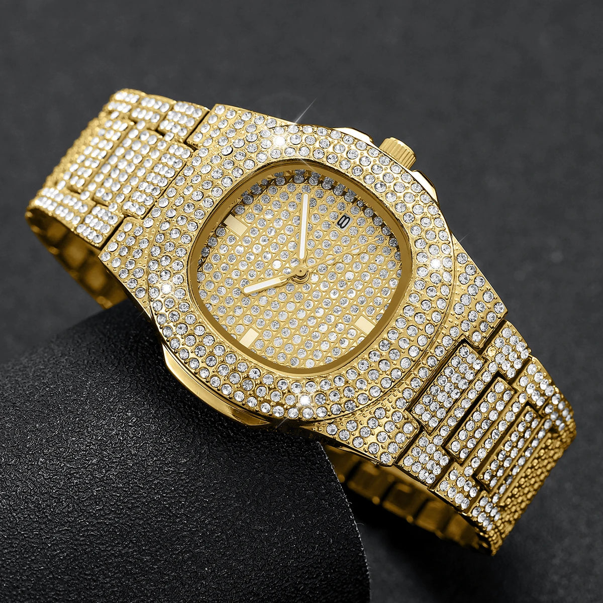 Luxury Men's Diamond Stainless Steel Watch