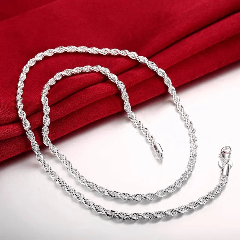 4mm Twisted Chain Necklace & Bracelet Set (2 Pcs)