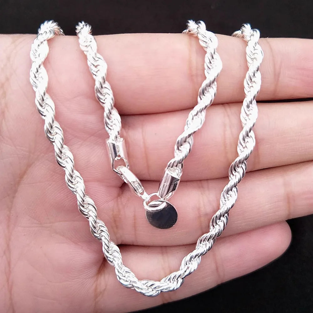 4mm Twisted Chain Necklace & Bracelet Set (2 Pcs)
