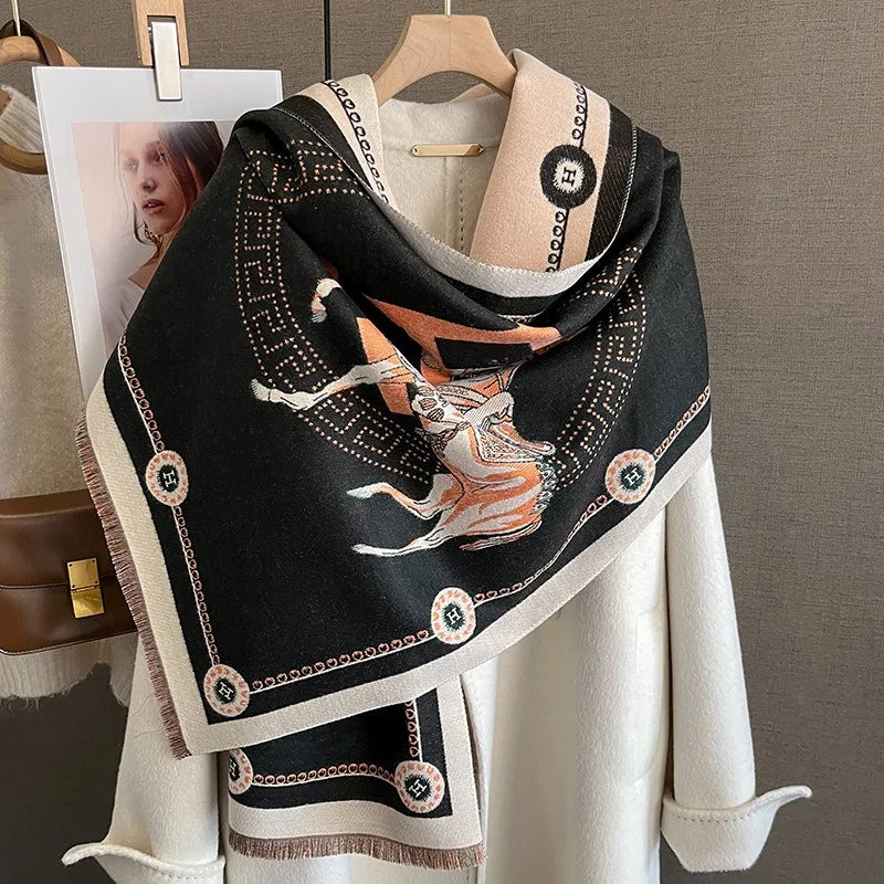 Winter Faux Cashmere Scarf – Thick Warm Shawl