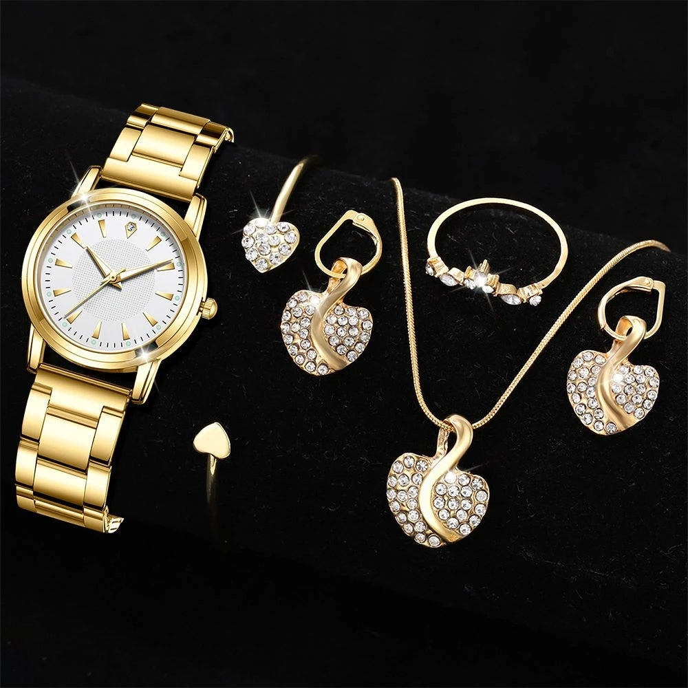 Women’s Gold Watch & Jewelry Set.