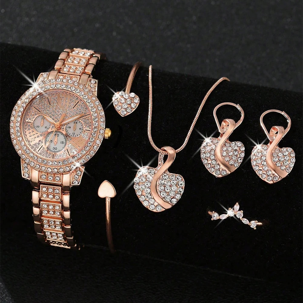 Women’s Gold Watch & Jewelry Set.