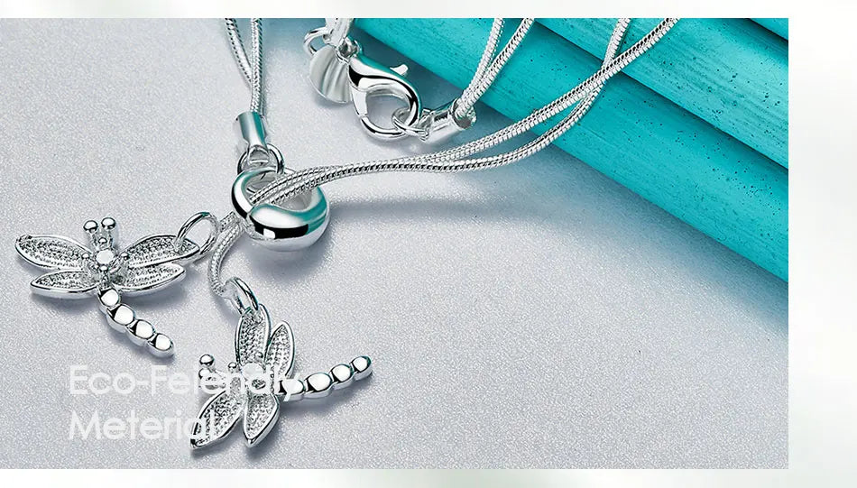 Silver Dragonfly Pendant Necklace