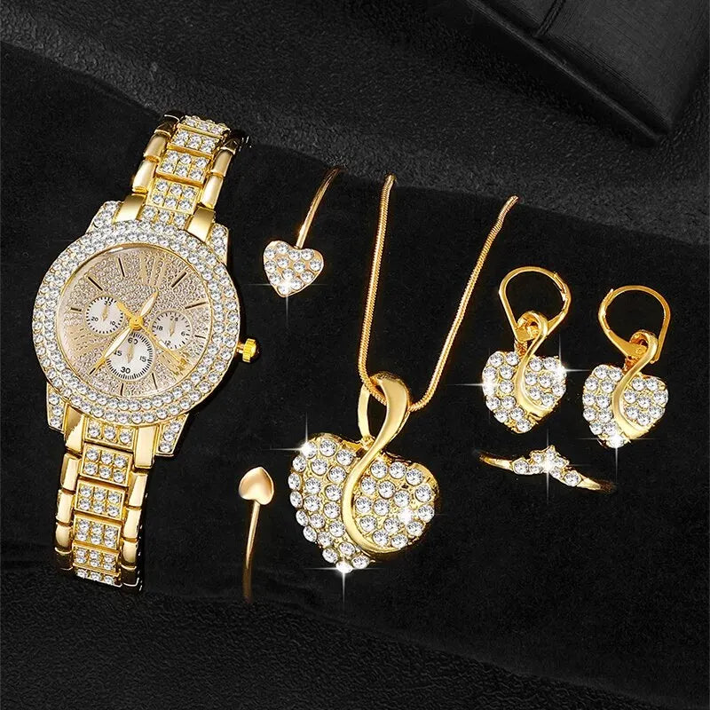Gold color  Women's Quartz Watch Set