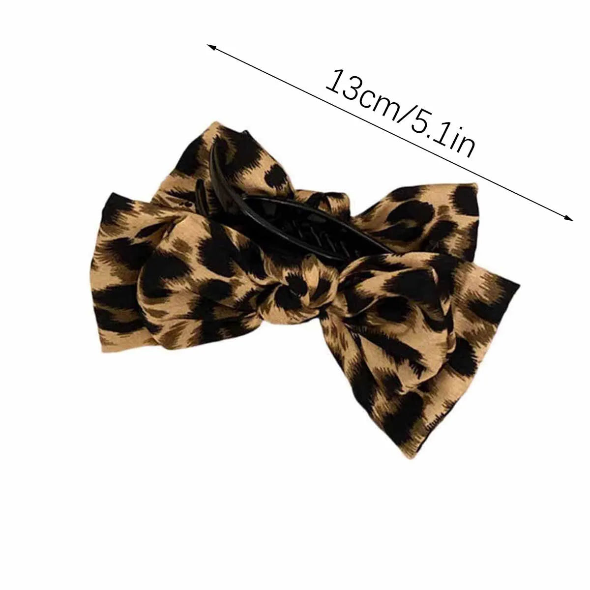 Leopard Print Hair Clip with Bow – Vintage Elegant Style