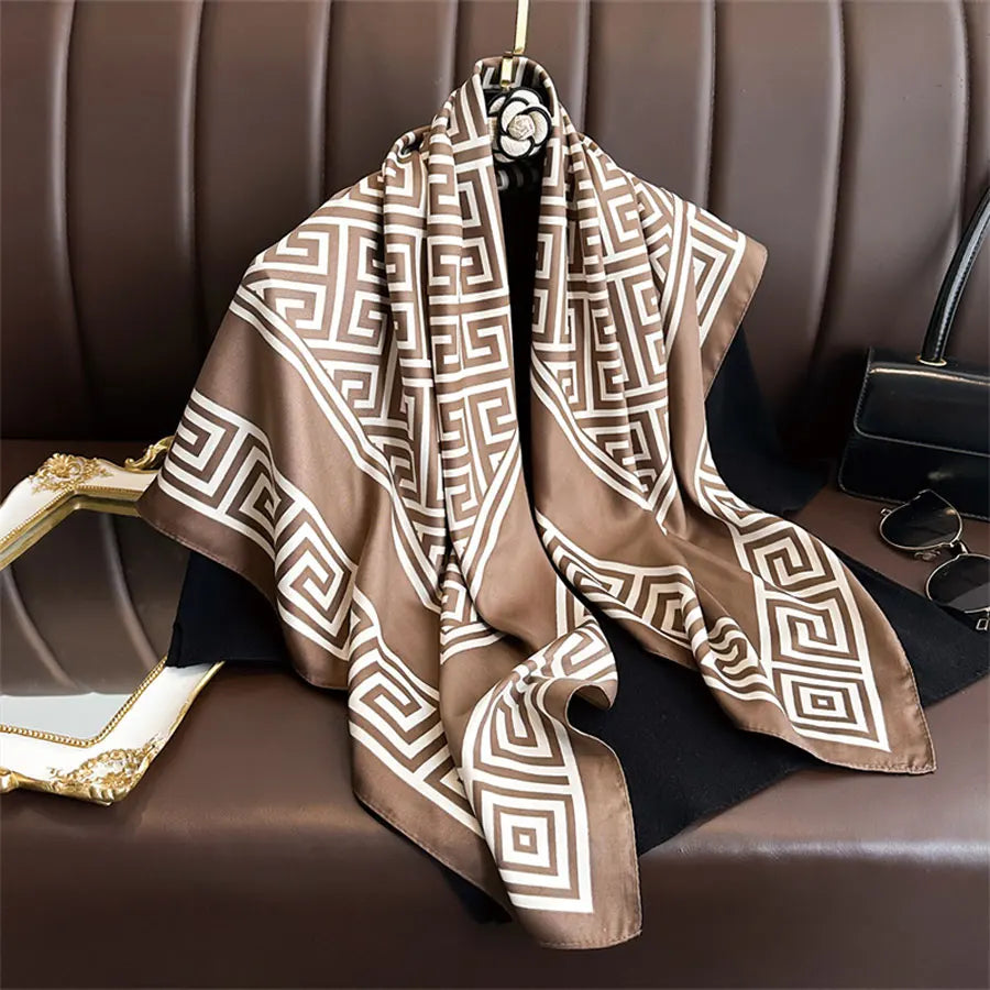 Women Satin Square Scarf 90x90CM