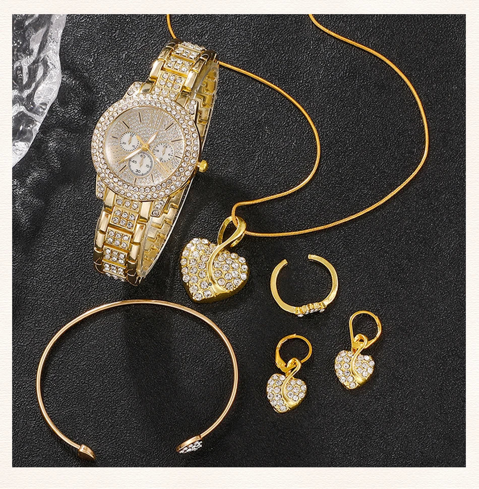 Gold color  Women's Quartz Watch Set