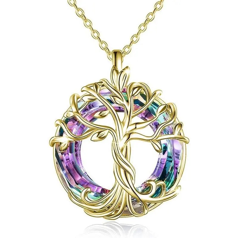 Tree of Life Necklace with Crystals and Celtic Design