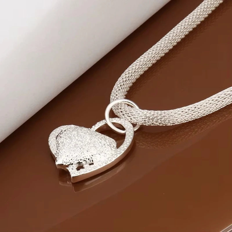 925 Sterling Silver Heart Charm Necklace – 18 Inches Luxury Jewelry
