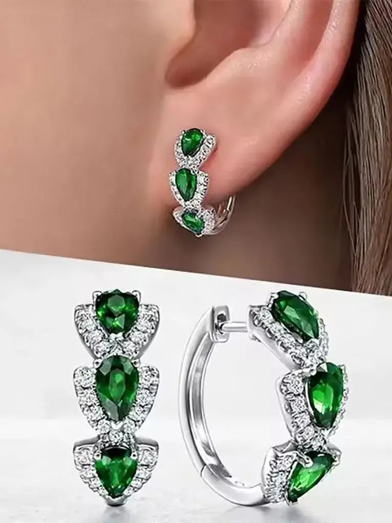 Sparkling Gem Hoop Earrings – Elegant & Simple Style