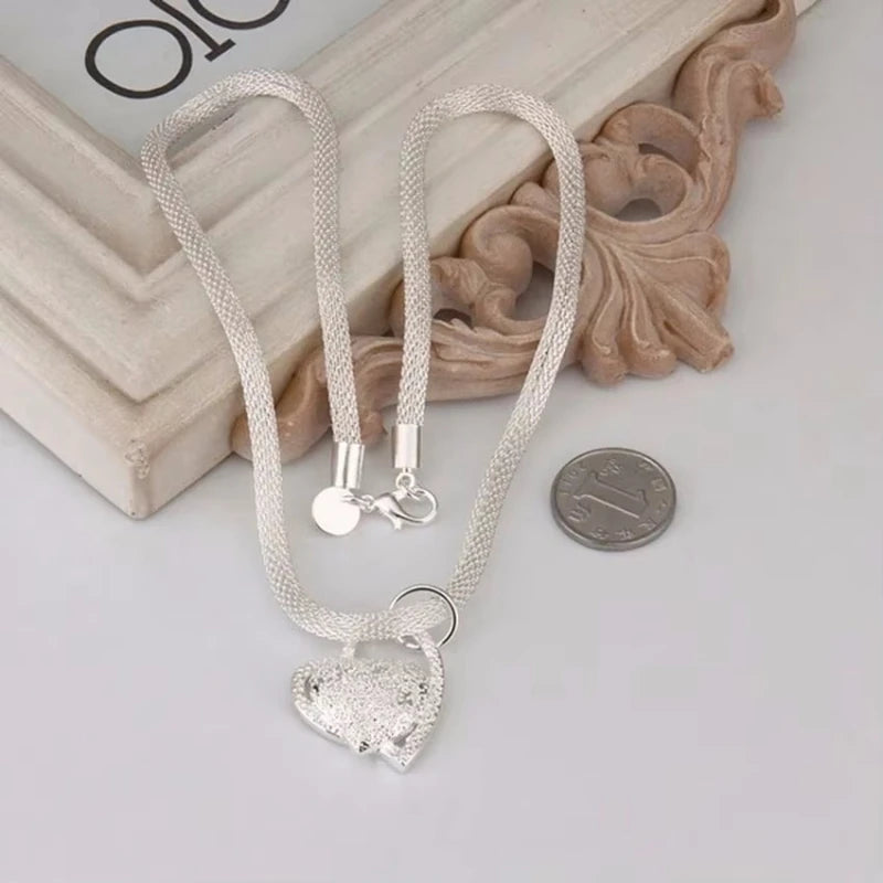 925 Sterling Silver Heart Charm Necklace – 18 Inches Luxury Jewelry