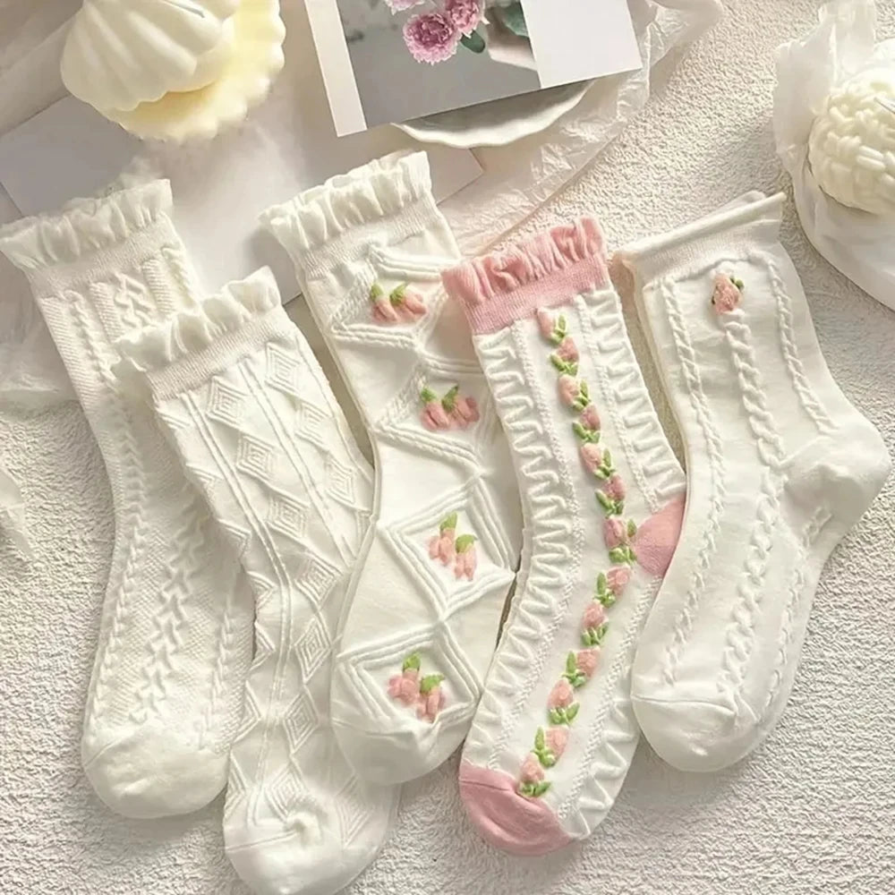 5 Pairs of Lolita Harajuku Lace Socks for Women