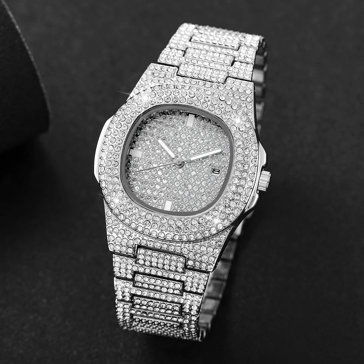 Luxury Men's Diamond Stainless Steel Watch