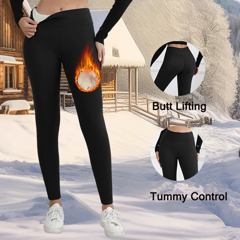 Winter Warm Fleece Leggings for Women | High Waist Slim Fit