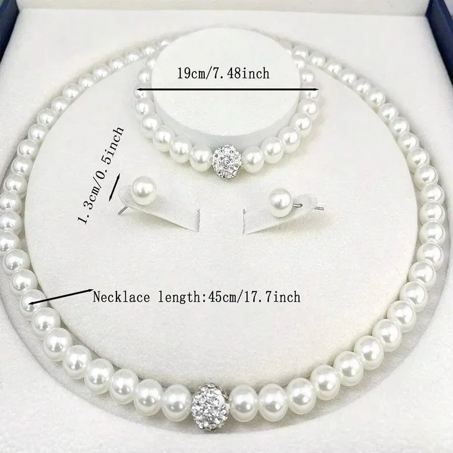 3-Piece Pearl & Crystal Jewelry Set for Women