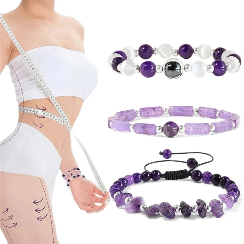3-Piece Amethyst Healing Bracelet Set