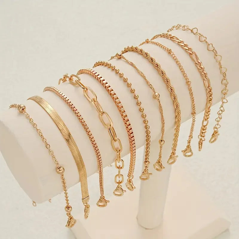 11-Piece Chic Snake Chain Bracelet Set