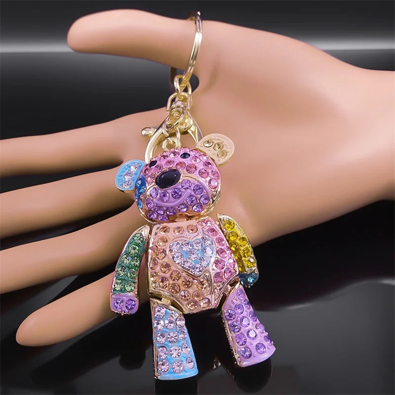 Colorful Crystal Bear Keychain – Bag Accessory