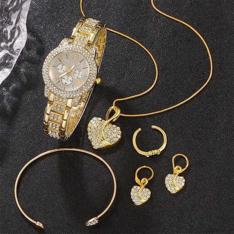 Gold color  Women's Quartz Watch Set