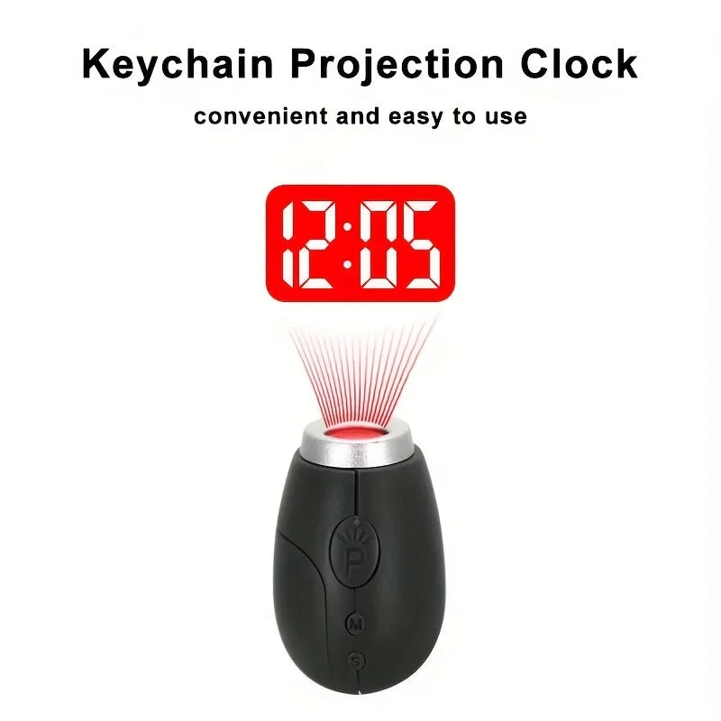 Mini LED Projection Keychain Clock
