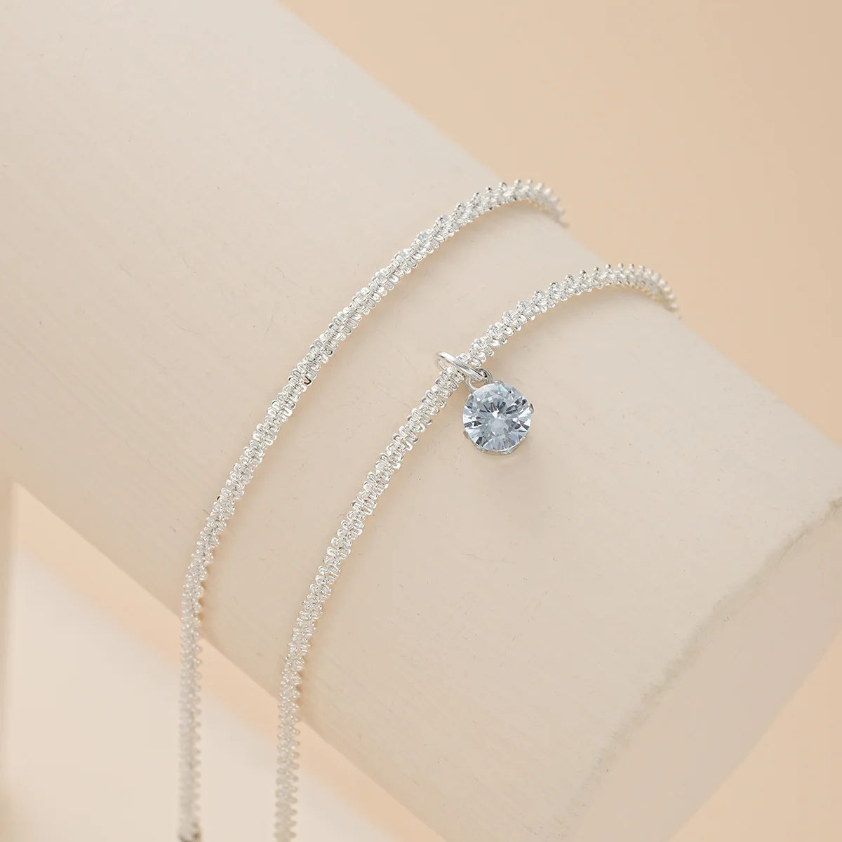 2pcs Sparkling Silver Star Anklet Set