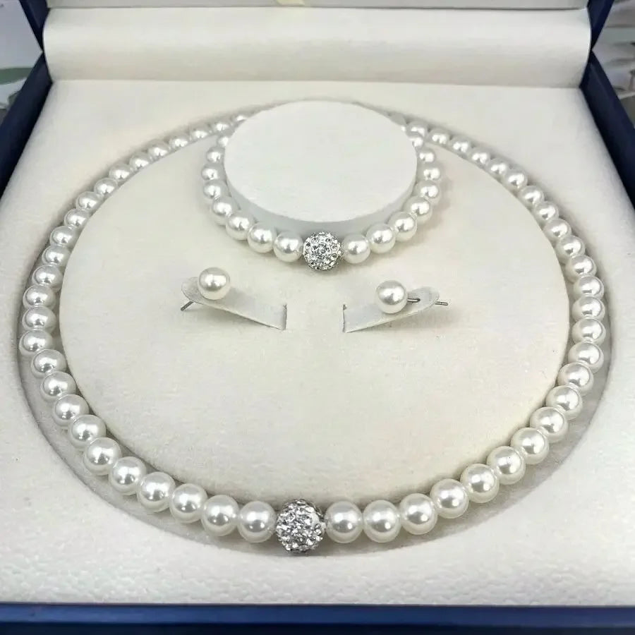 3-Piece Pearl & Crystal Jewelry Set for Women