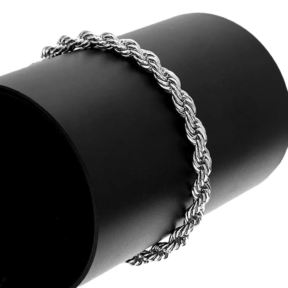 4mm Twisted Chain Necklace & Bracelet Set (2 Pcs)