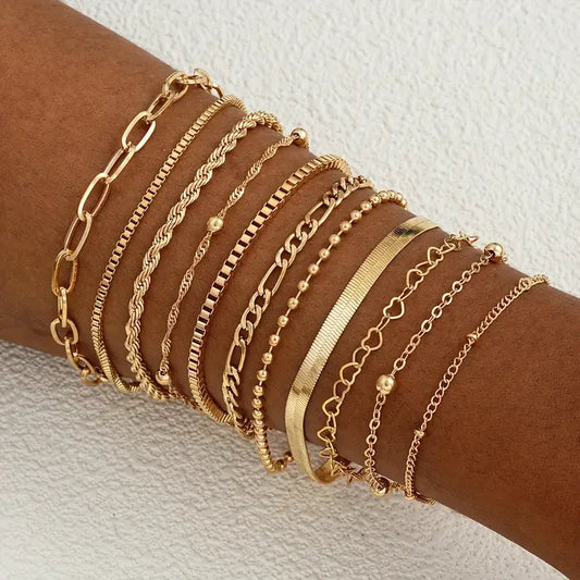 11-Piece Chic Snake Chain Bracelet Set