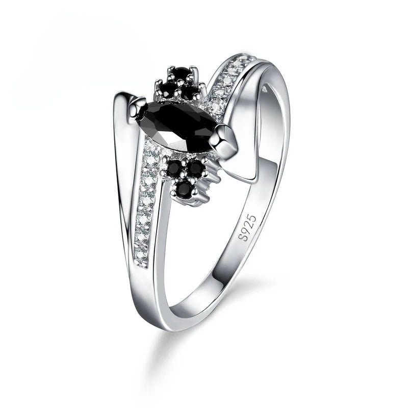 Sterling Silver color  Engagement Ring – Austrian Crystal.