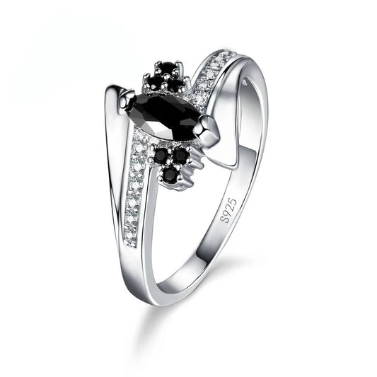 Sterling Silver color  Engagement Ring – Austrian Crystal.