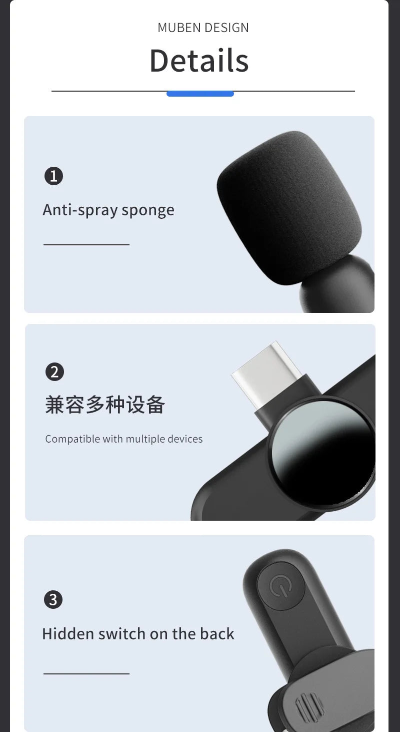 Wireless Lavalier Microphone for iPhone & Android