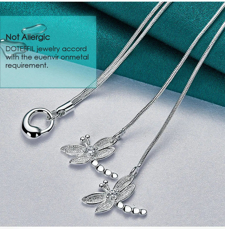 Silver Dragonfly Pendant Necklace