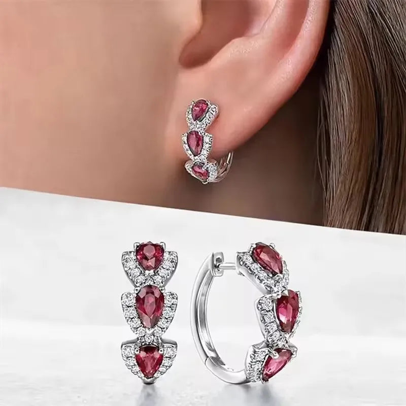 Sparkling Gem Hoop Earrings – Elegant & Simple Style