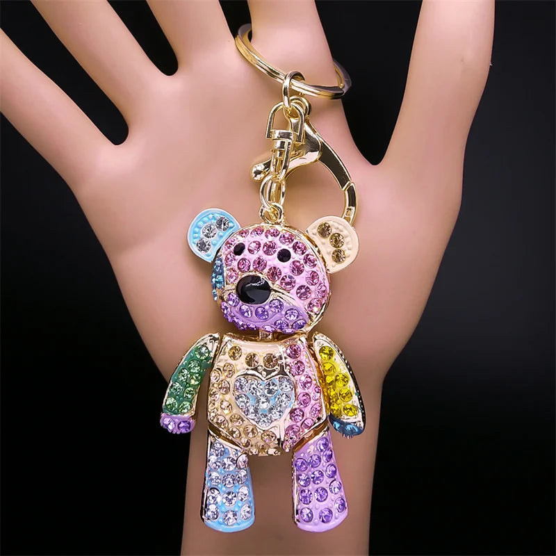 Colorful Crystal Bear Keychain – Bag Accessory