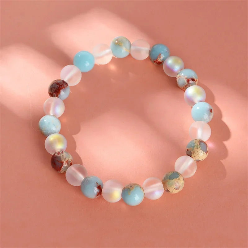 Aura Quartz & Ocean Sediment Bead Bracelet – Abundance.