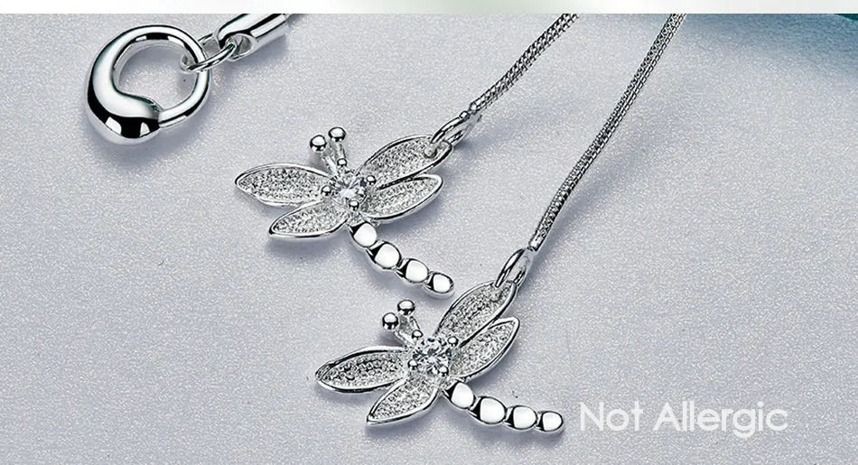 Silver Dragonfly Pendant Necklace