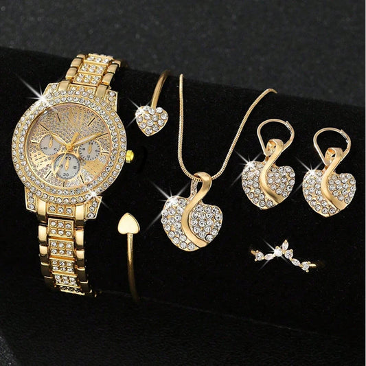 Women’s Gold Watch & Jewelry Set.