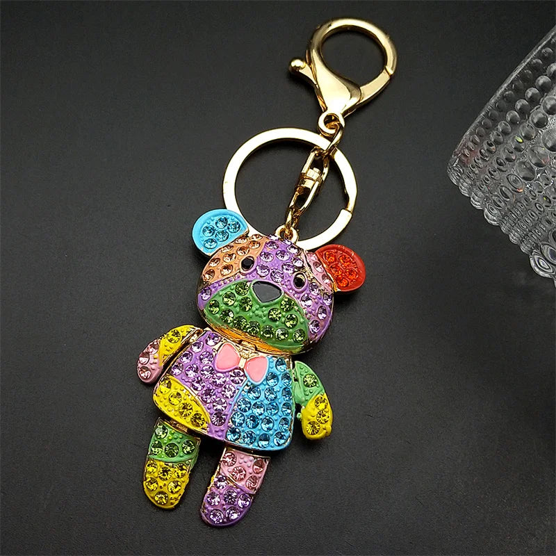 Colorful Crystal Bear Keychain – Bag Accessory