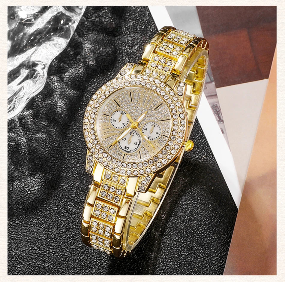 Gold color  Women's Quartz Watch Set