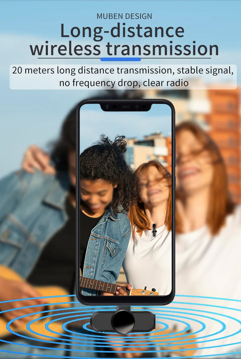 Wireless Lavalier Microphone for iPhone & Android