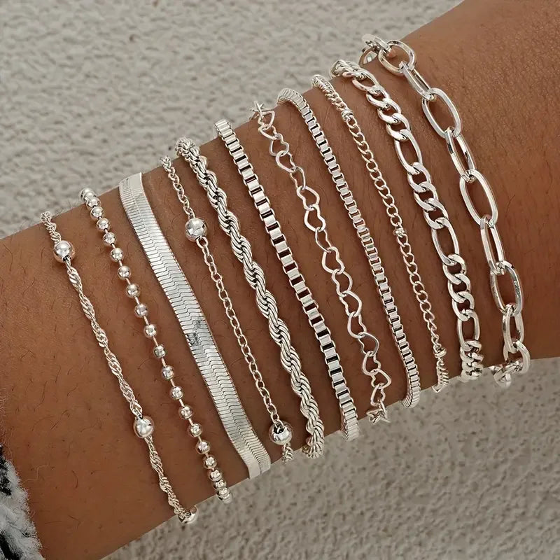 11-Piece Chic Snake Chain Bracelet Set