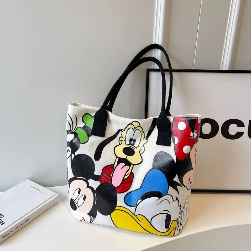 Mickey Mouse Tote Bag – Large Capacity with Zipper