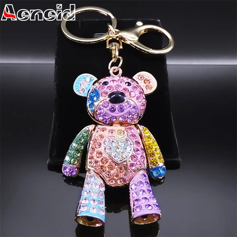Colorful Crystal Bear Keychain – Bag Accessory