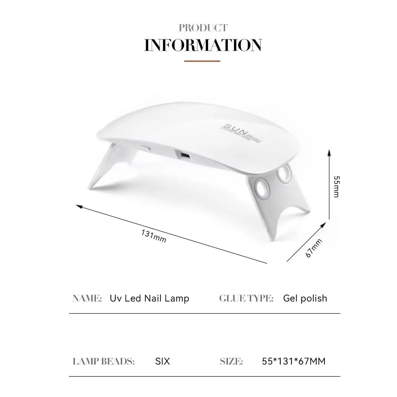 Mini UV LED Nail Lamp 6W – Portable and Foldable Gel Nail Dryer