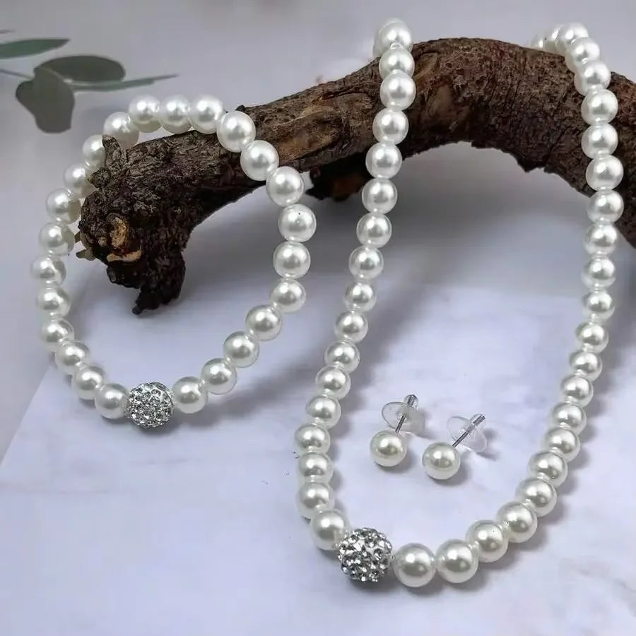 3-Piece Pearl & Crystal Jewelry Set for Women