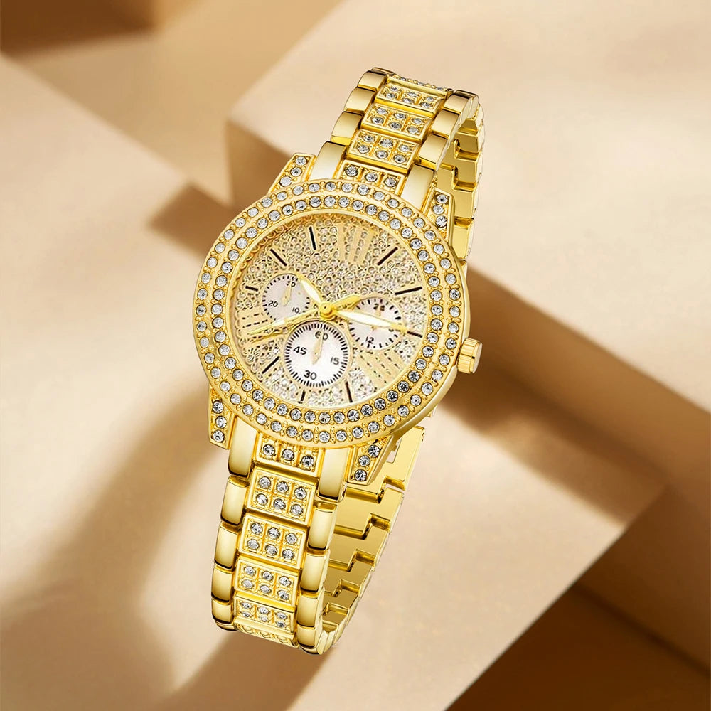 Women’s Gold Watch & Jewelry Set.