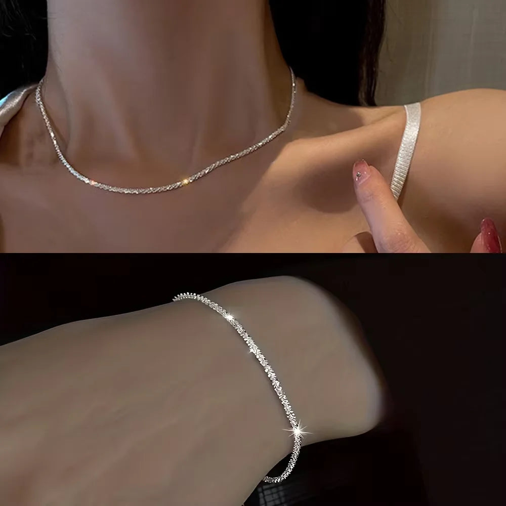 Silver Necklace & Bracelet Set with Star Design