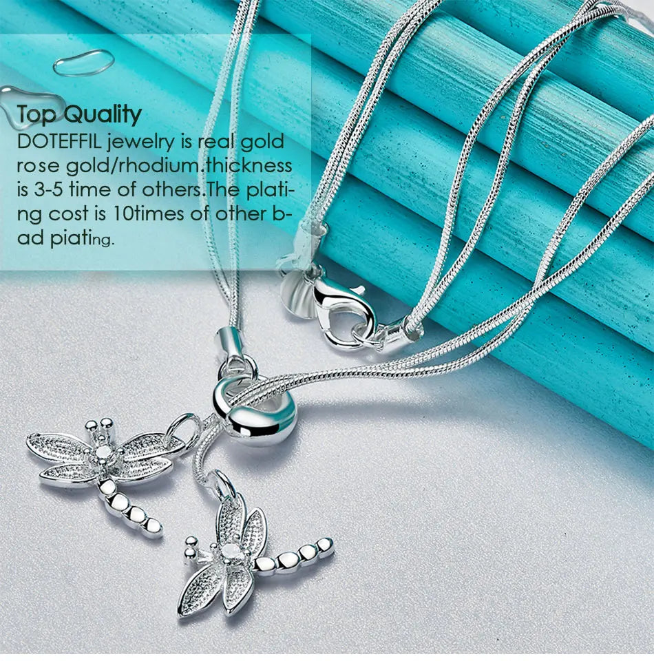Silver Dragonfly Pendant Necklace