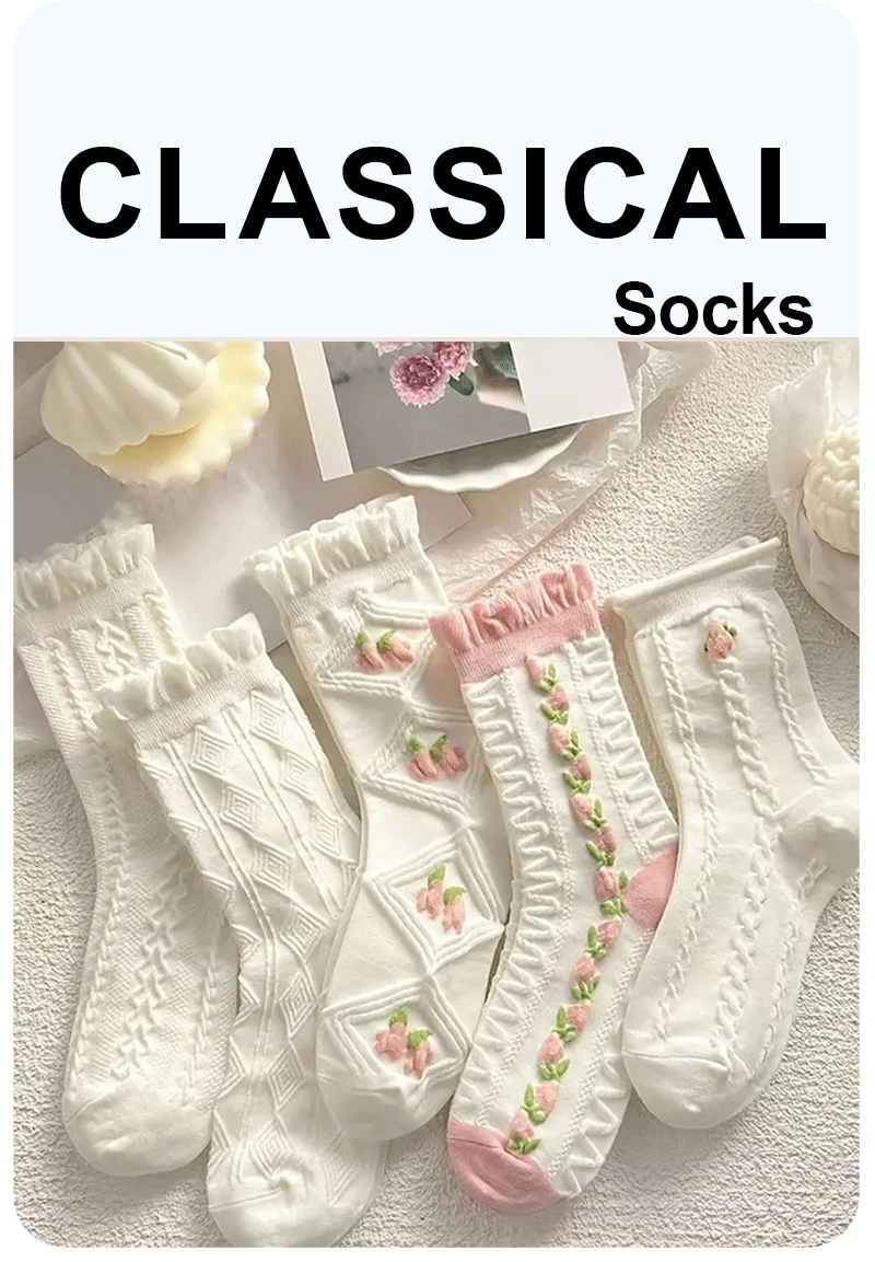 5 Pairs of Lolita Harajuku Lace Socks for Women